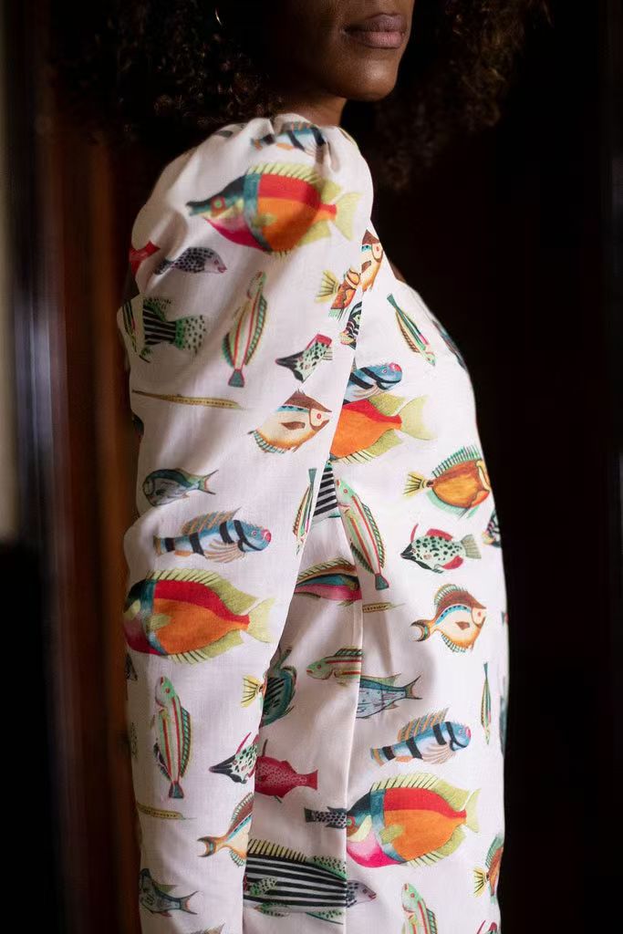 Fish Print Mini Dress-ROVOLE