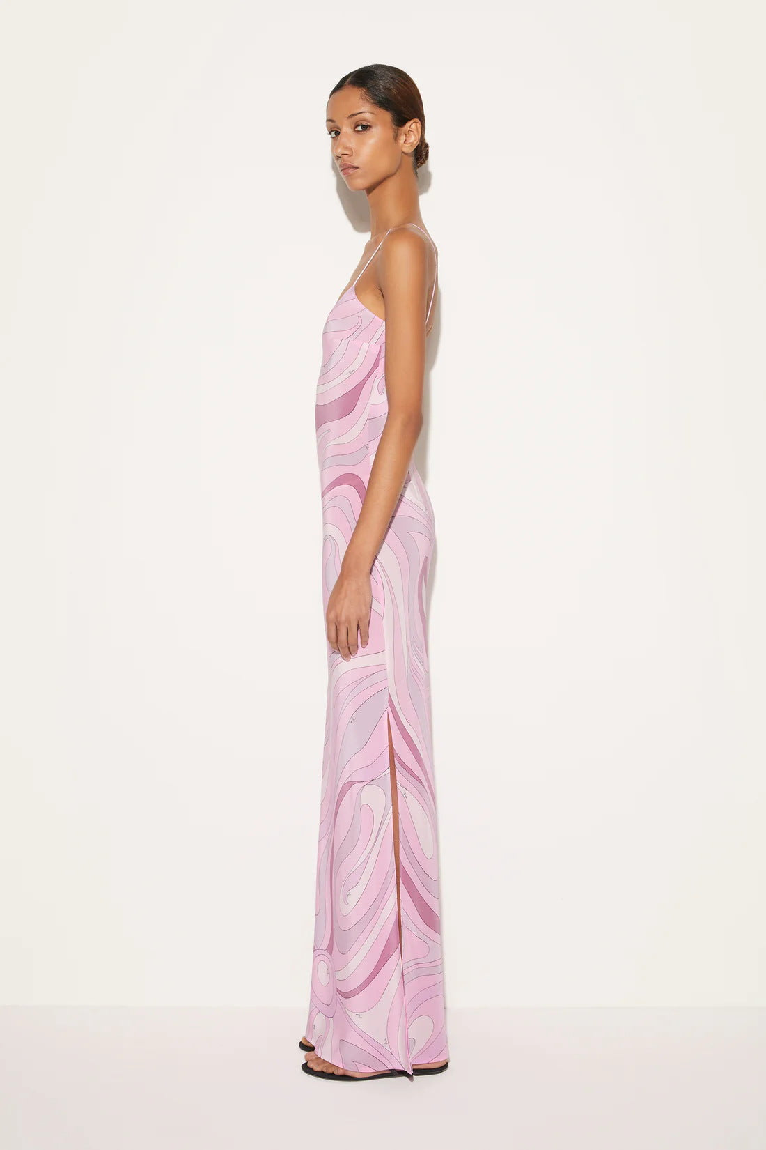 Marmo Printed Satin Maxi Dress-ROVOLE