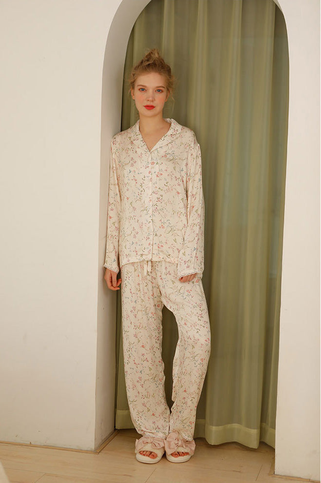 Willow Leaf Floral Pajama Set-ROVOLE