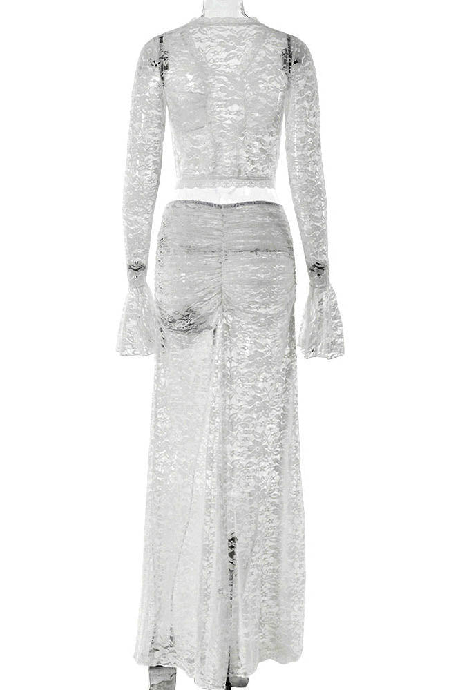 Whispering Lace – Flare Skirt Set-ROVOLE