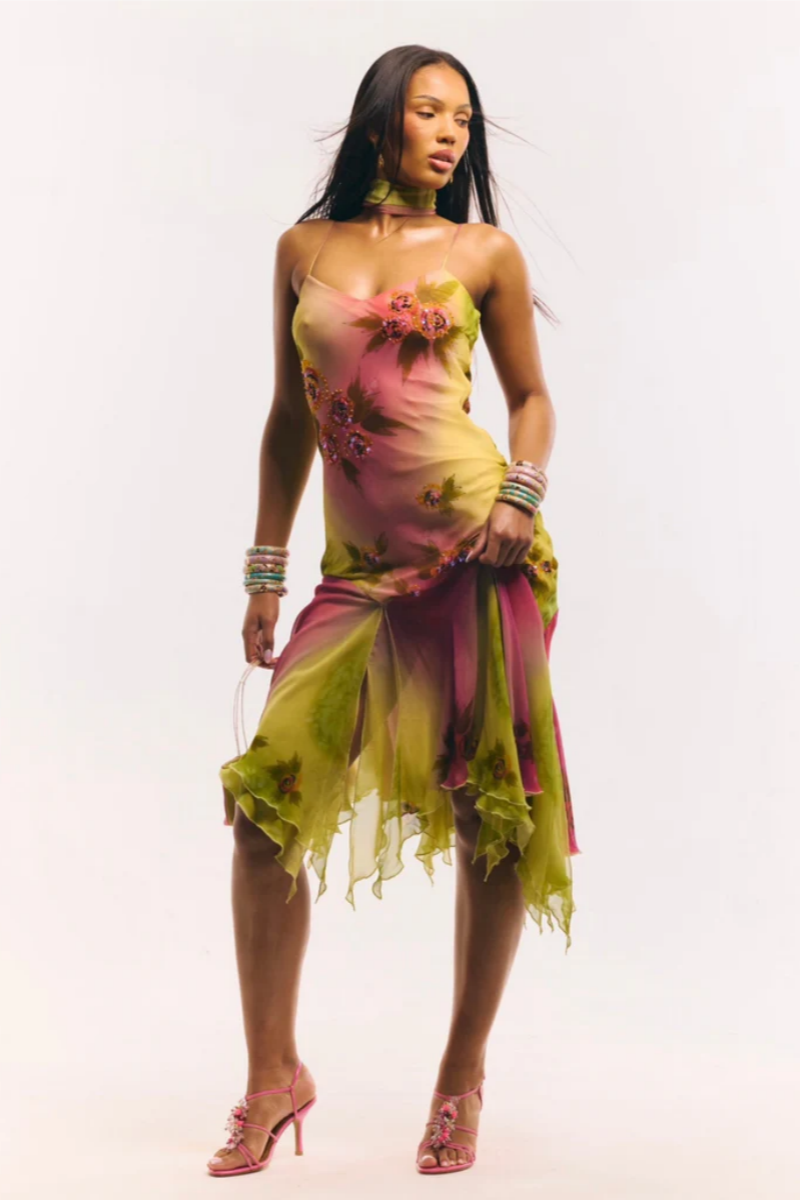 The Coral Gown Midi Dress-ROVOLE