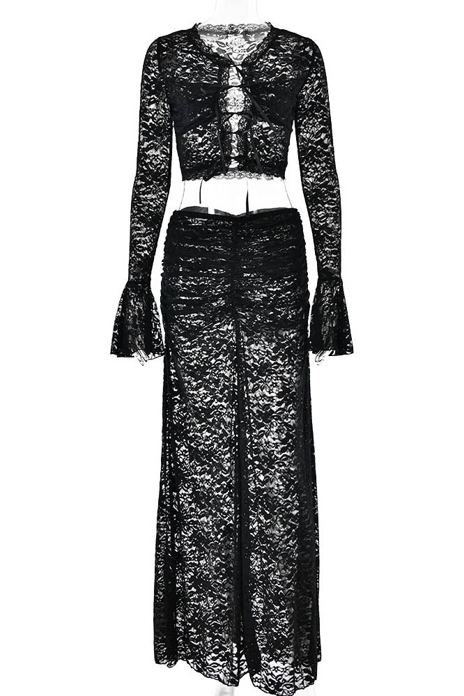 Whispering Lace – Flare Skirt Set-ROVOLE
