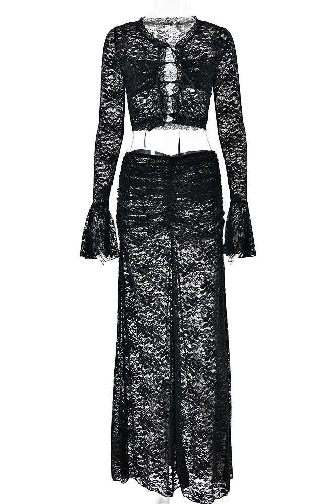 Whispering Lace – Flare Skirt Set-ROVOLE