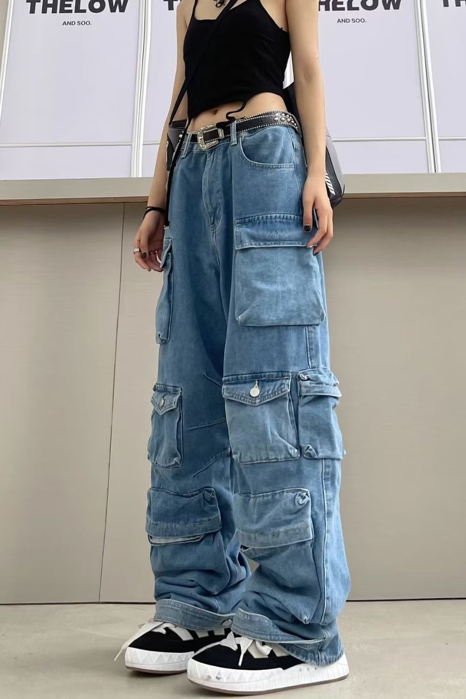 Light Wash Zip Jeans-ROVOLE