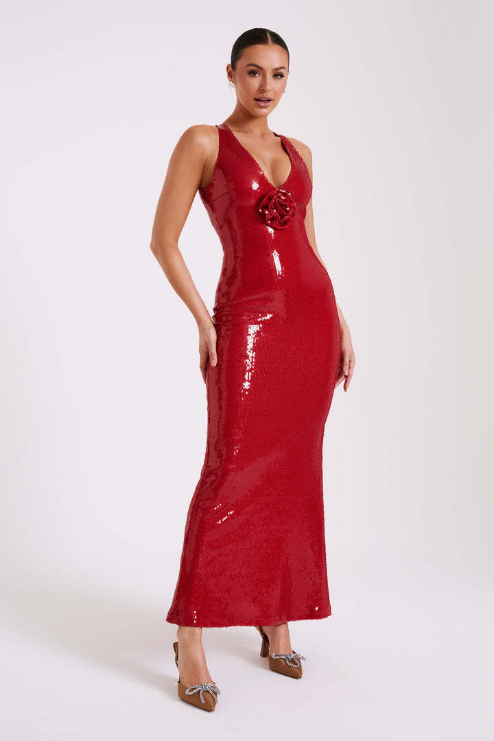 Sexy Cut-Out Halter High Slit Maxi Dress-ROVOLE