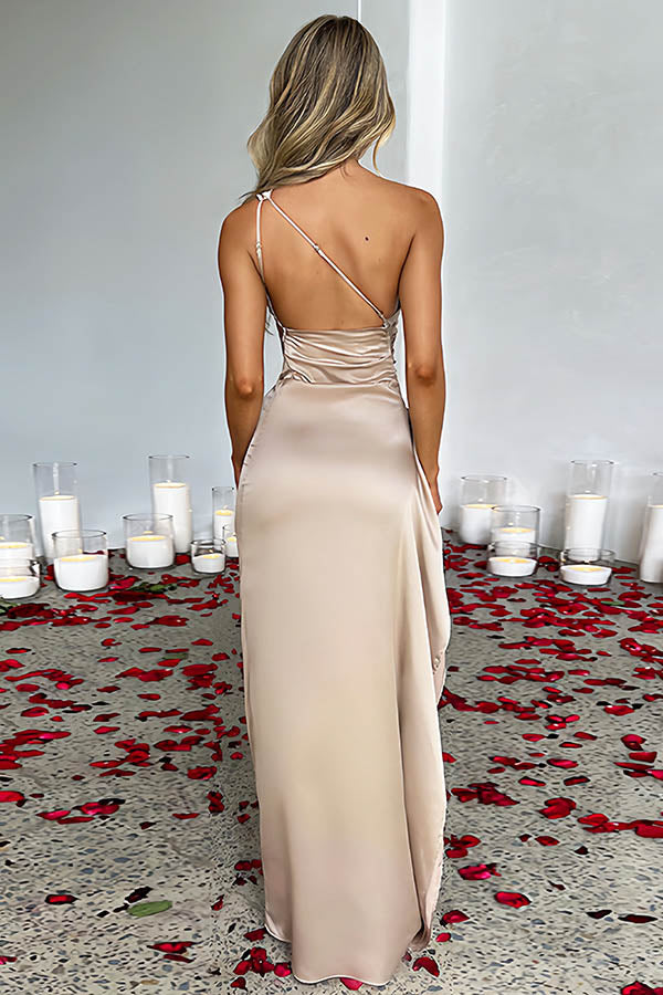 Satin Slit Maxi Dress-ROVOLE