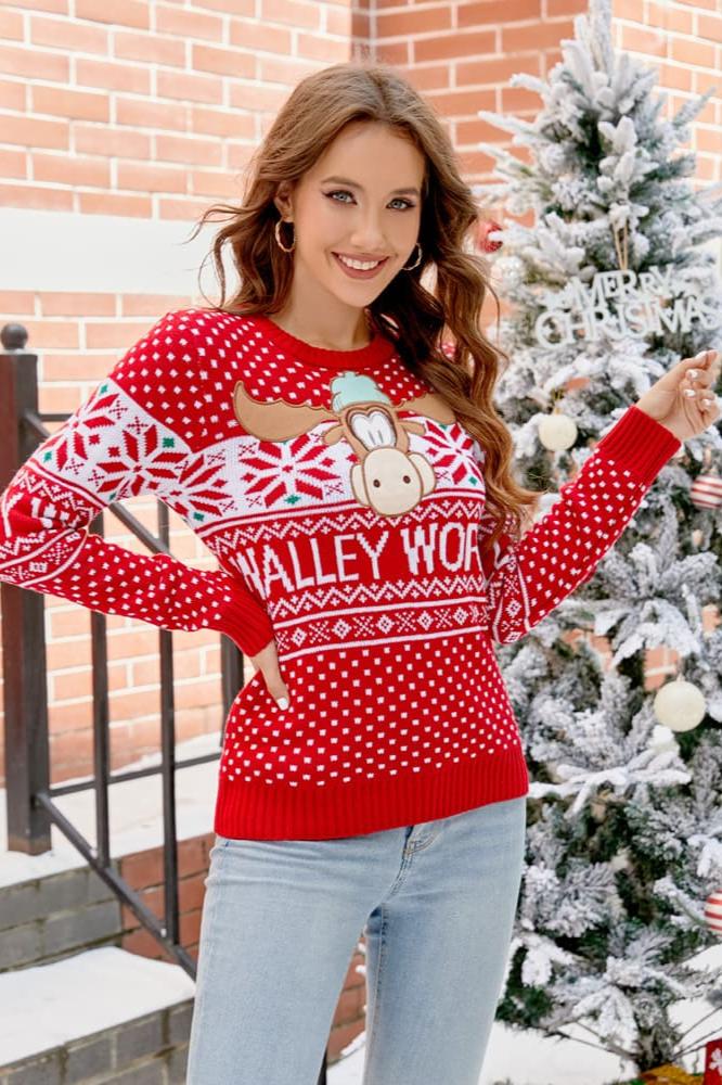 Cartoon Embroidered Knitted Sweater-ROVOLE