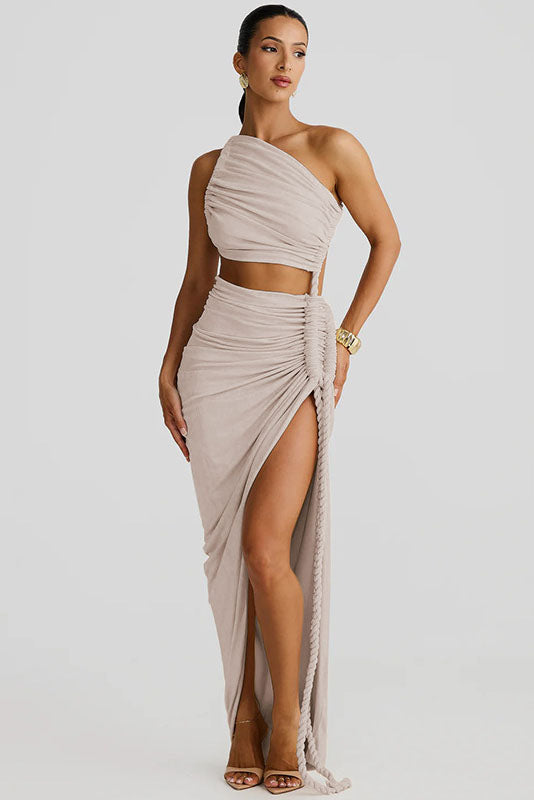 Strapless Cut-Out Lace-Up Maxi Dress-ROVOLE