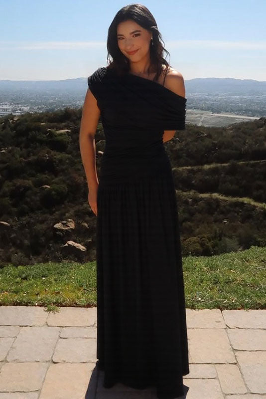 Asymmetric Cutout Evening Maxi Dress-ROVOLE