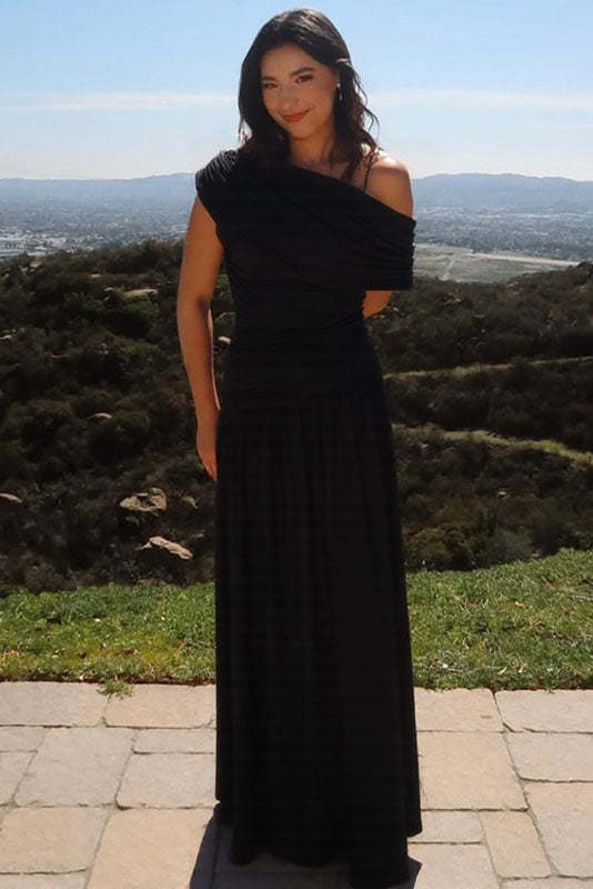 Asymmetric Cutout Evening Maxi Dress-ROVOLE