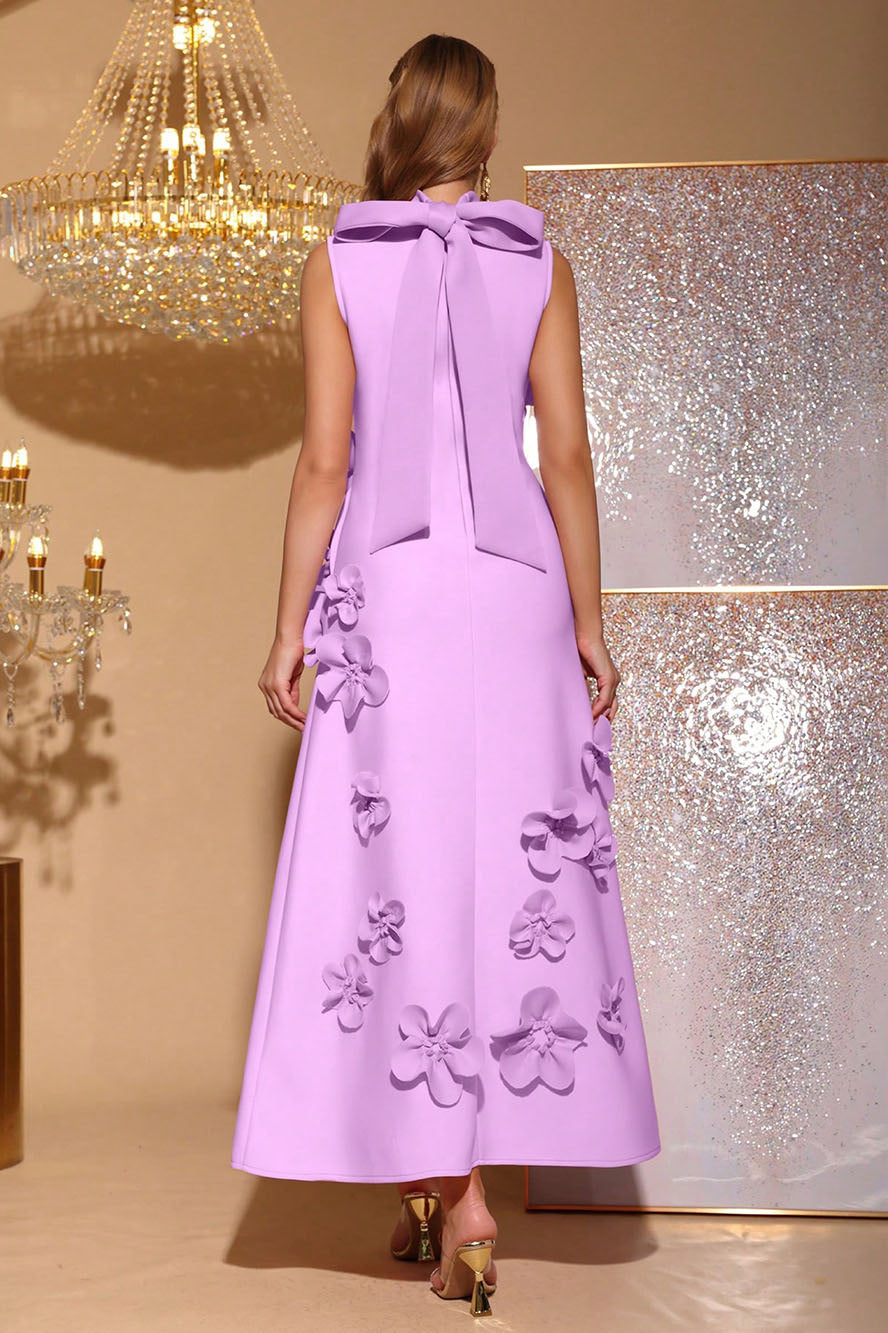 Ethel Flower Embellished Sleeveless Maxi Dress-ROVOLE