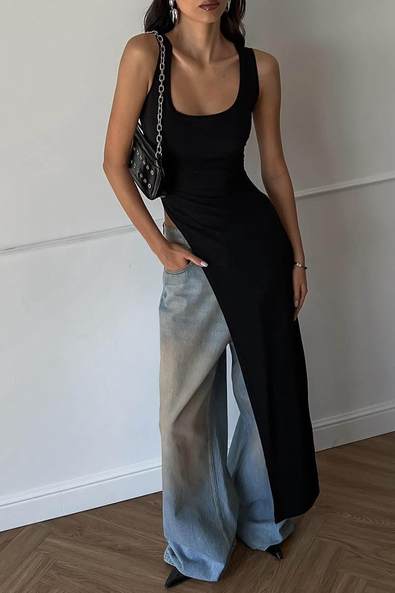 Urban Muse Slit Bodycon Dress-ROVOLE