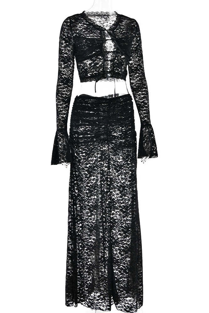 Whispering Lace – Flare Skirt Set-ROVOLE