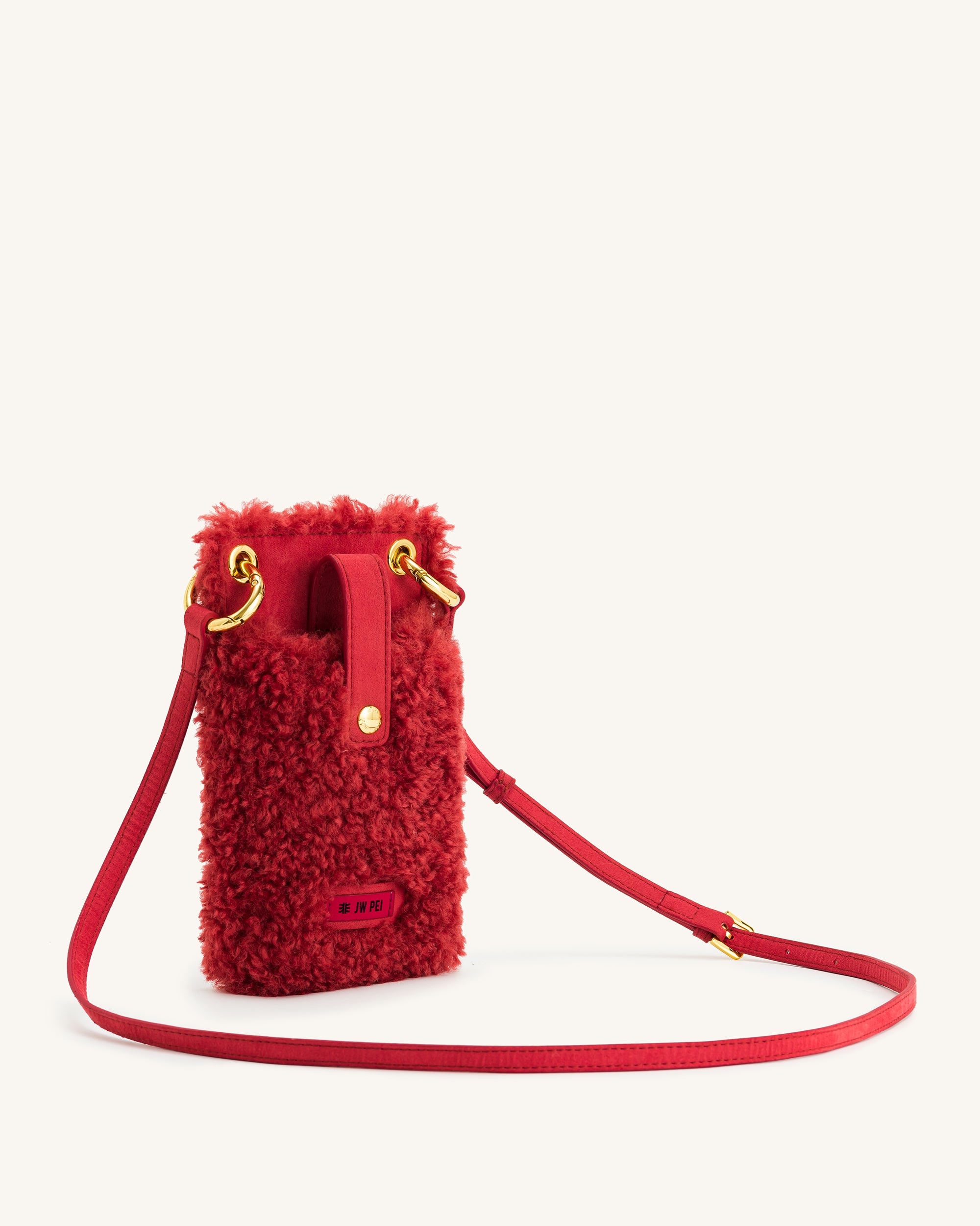 Aylin Faux Fur And Suede Phone Bag - Magenta-ROVOLE