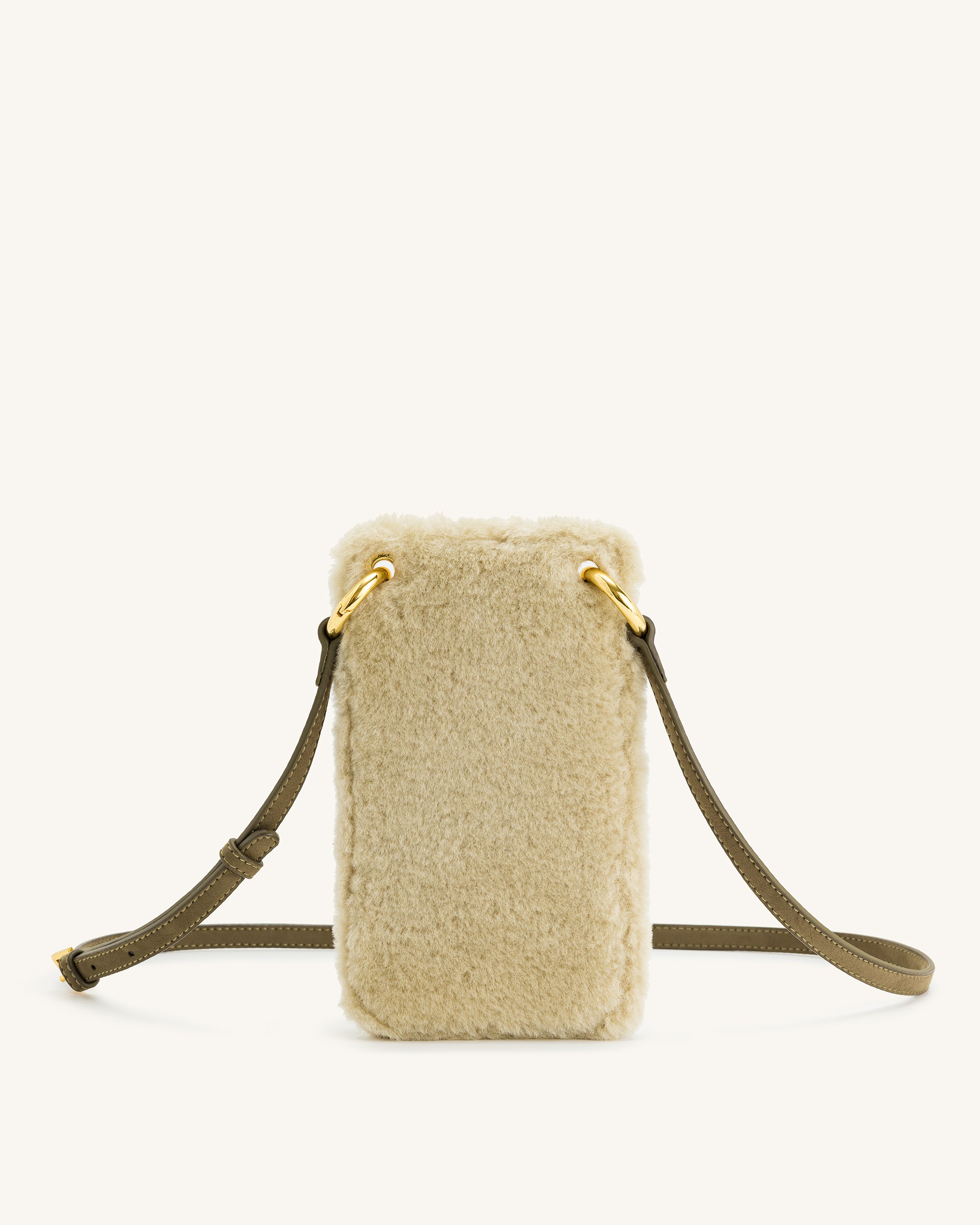 Aylin Faux Fur And Suede Phone Bag - Dark Olive & Light Milk Green-ROVOLE
