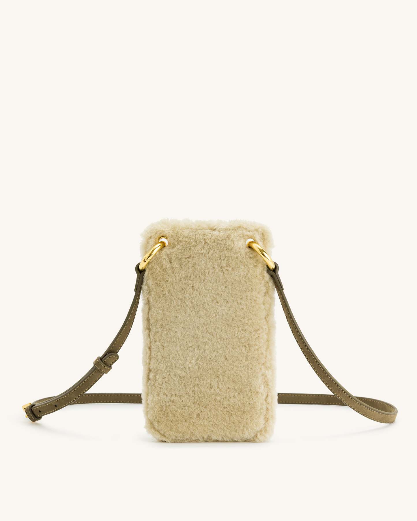 Aylin Faux Fur And Suede Phone Bag - Dark Olive & Light Milk Green-ROVOLE