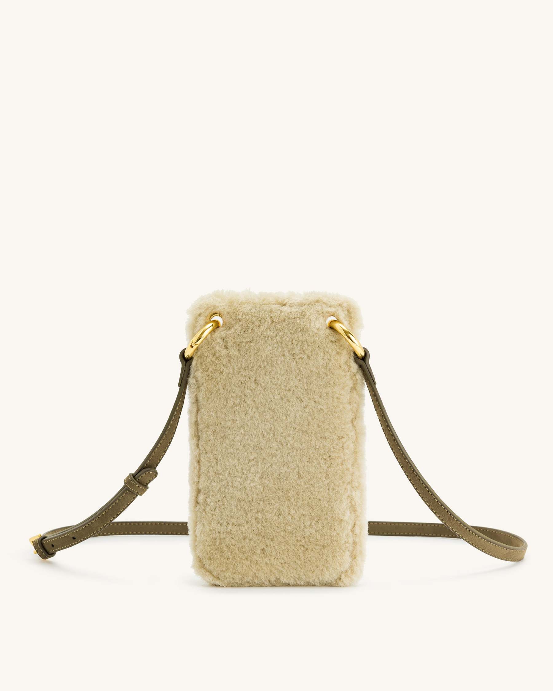Aylin Faux Fur And Suede Phone Bag - Dark Olive & Light Milk Green-ROVOLE