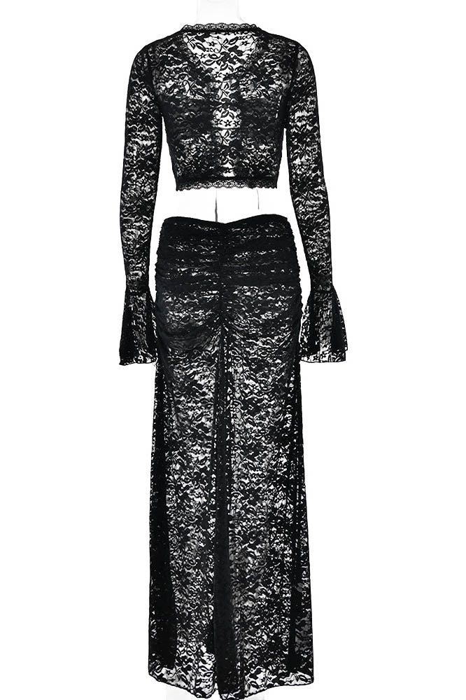 Whispering Lace – Flare Skirt Set-ROVOLE