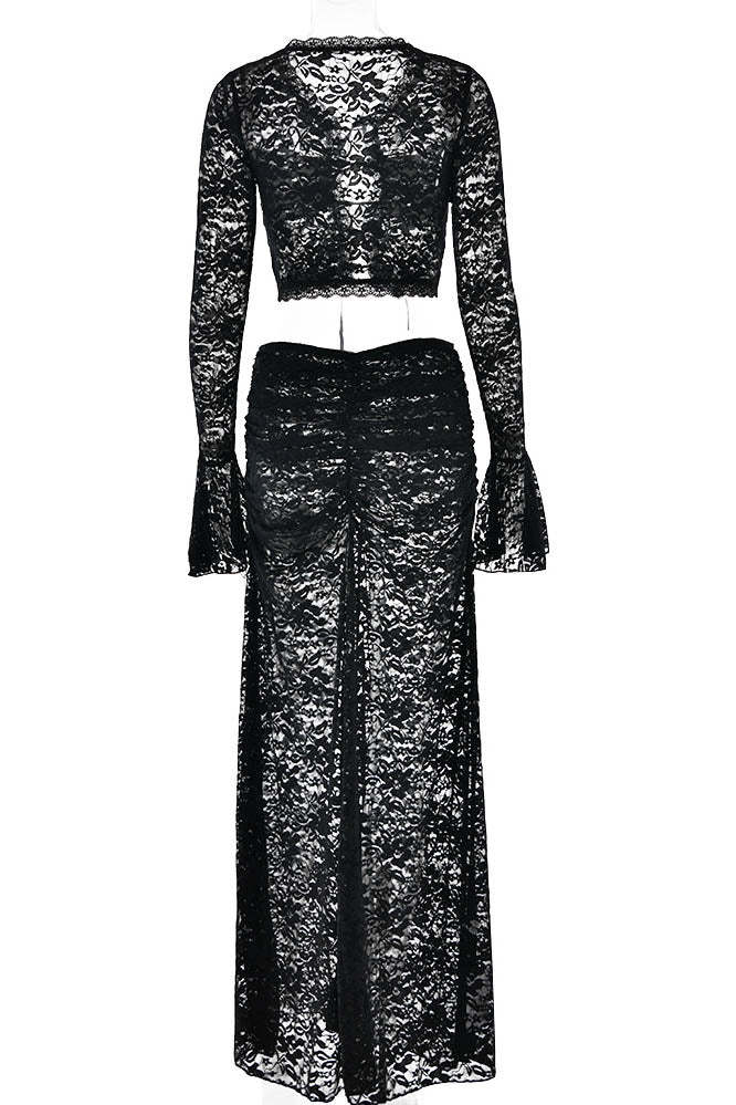 Whispering Lace – Flare Skirt Set-ROVOLE