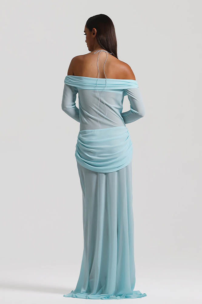 Moonlit Grace Off-Shoulder Dress-ROVOLE