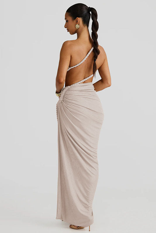 Strapless Cut-Out Lace-Up Maxi Dress-ROVOLE