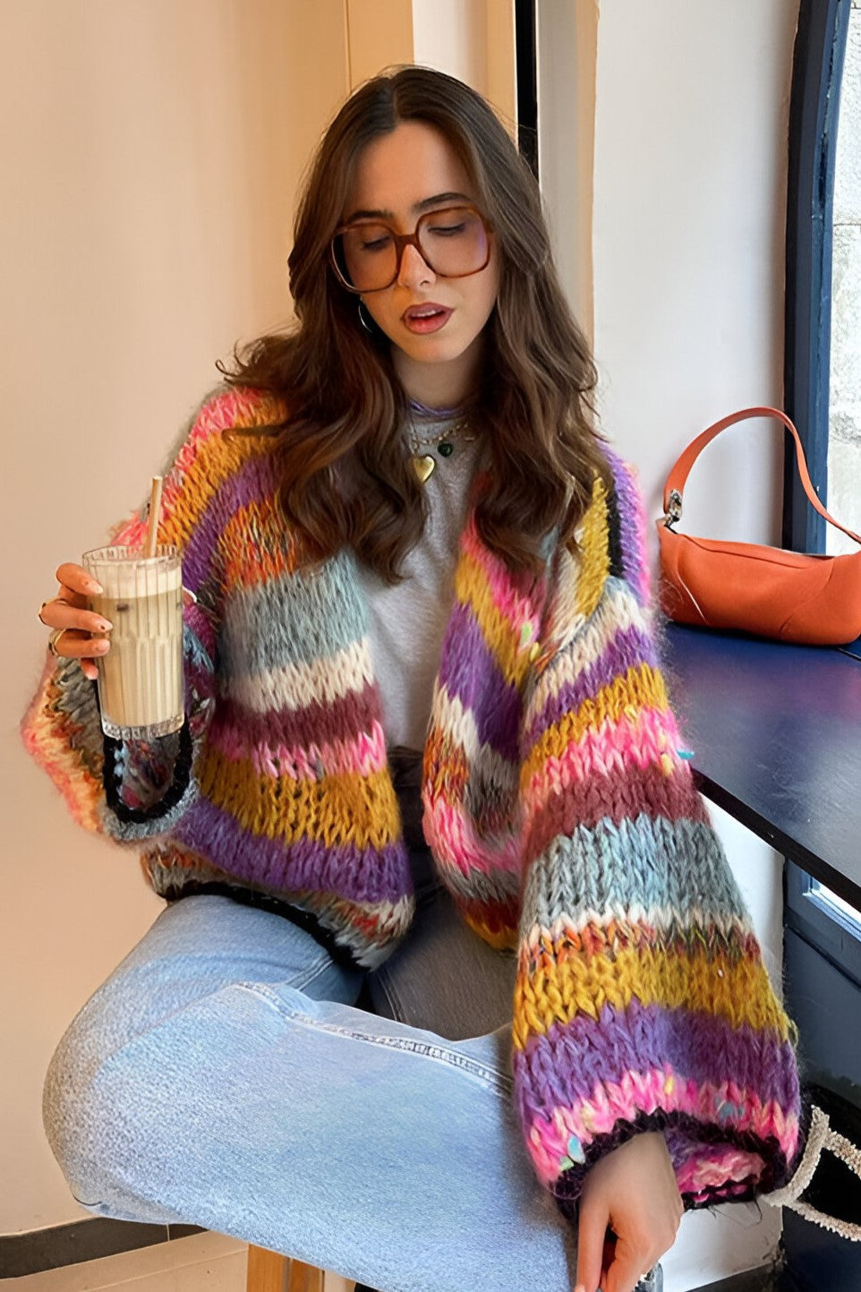Oversized and Colourful Cardigan-ROVOLE