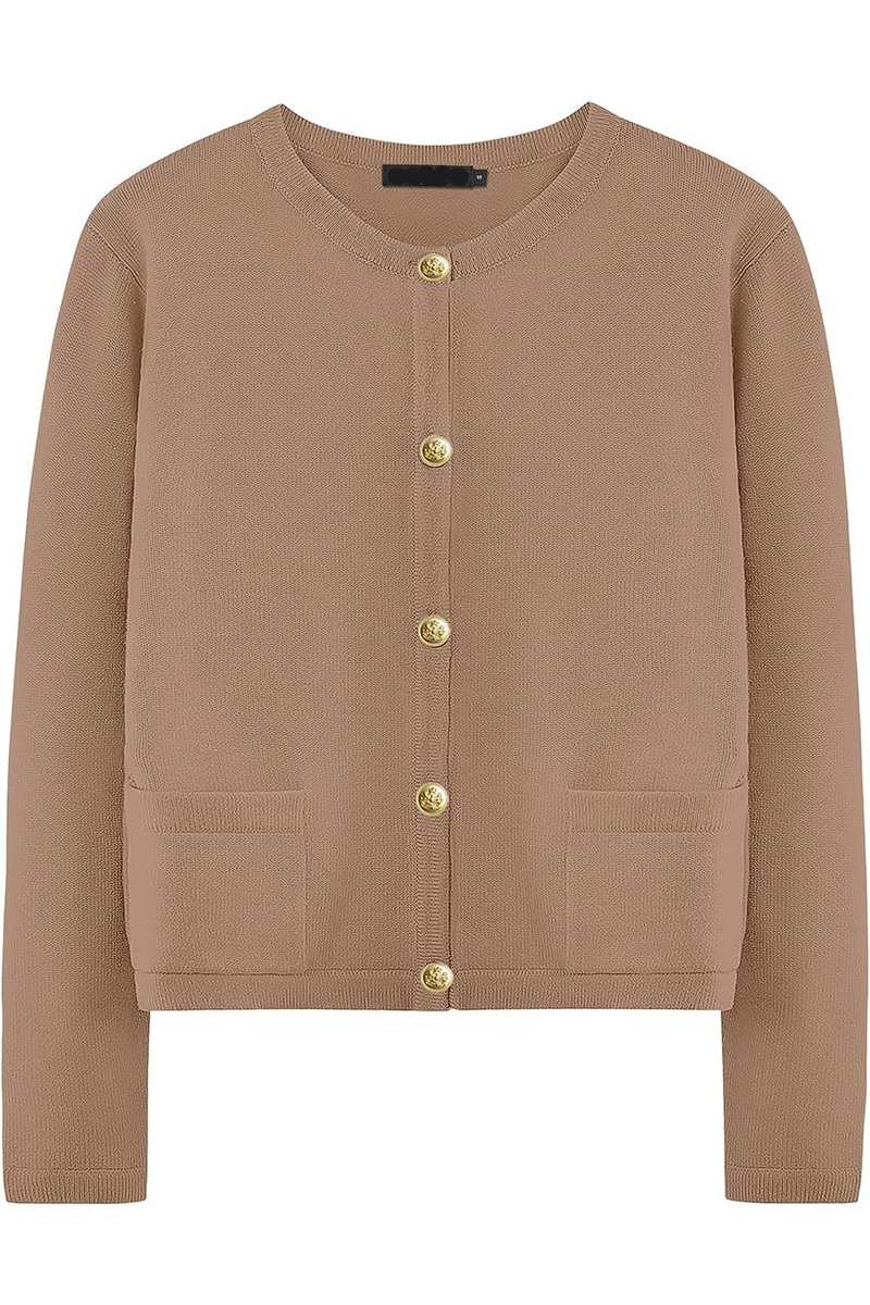 Casual Daily Solid Color Pocket Buttons O Neck Outerwear(3 Colors)-ROVOLE