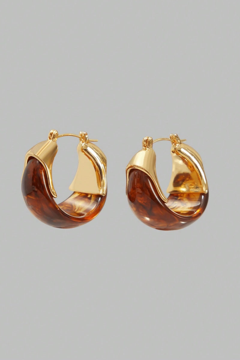 Amber Half Hoop Earrings-ROVOLE