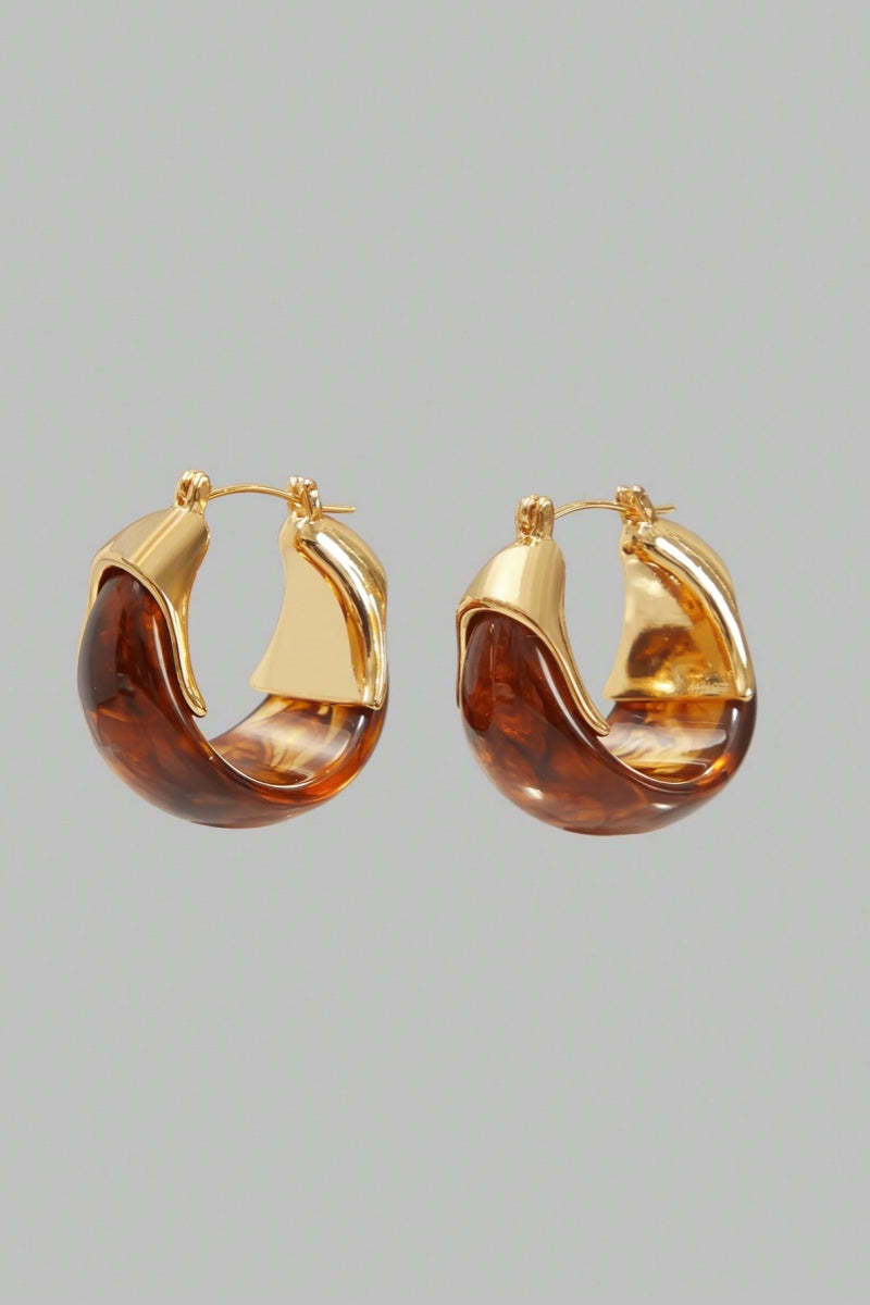 Amber Half Hoop Earrings-ROVOLE