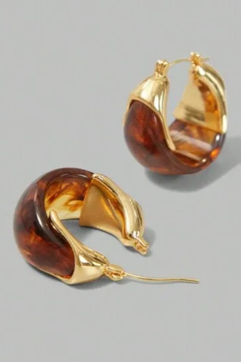 Amber Half Hoop Earrings-ROVOLE