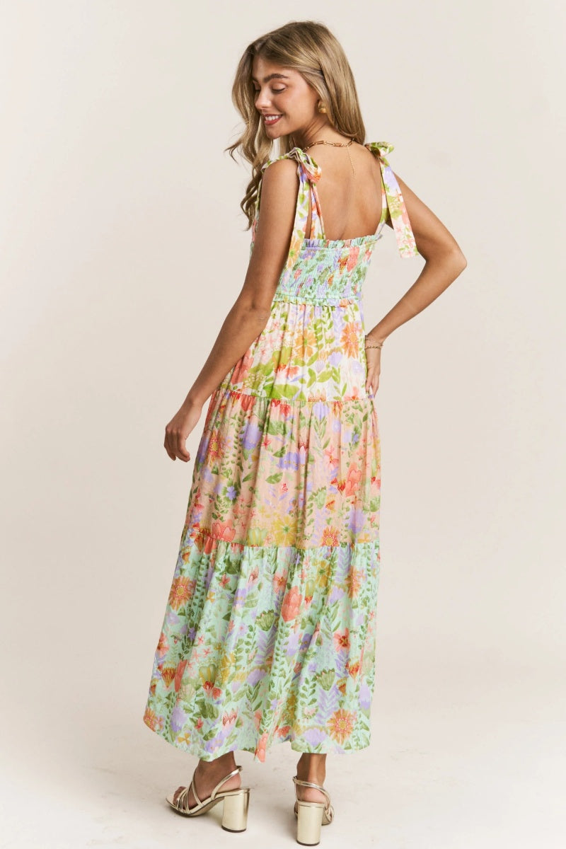 Meadow Bloom Tiered Maxi Dress-ROVOLE