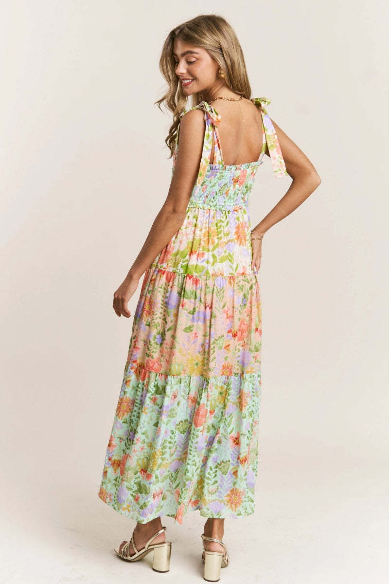 Meadow Bloom Tiered Maxi Dress-ROVOLE