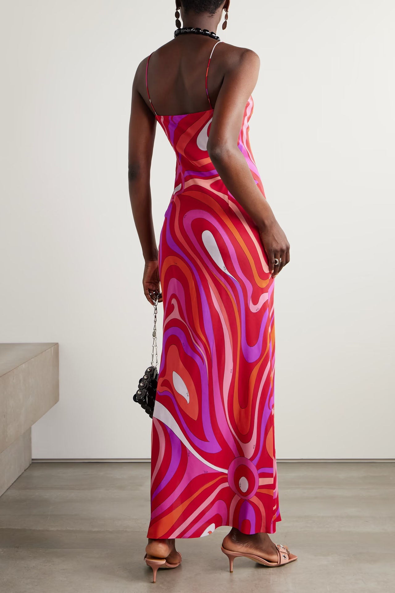 Marmo Printed Satin Maxi Dress-ROVOLE
