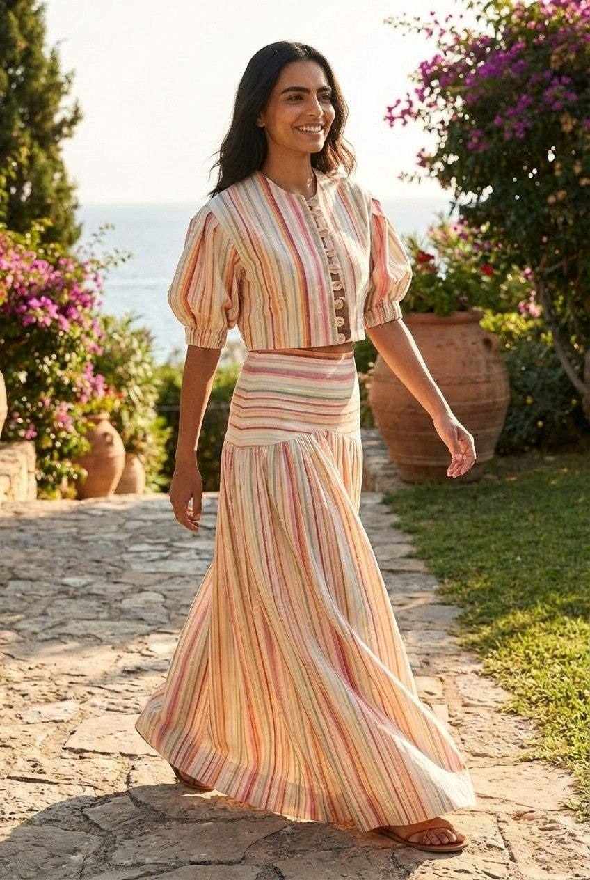 Coastal Heiress Striped Linen Co-Ord Set