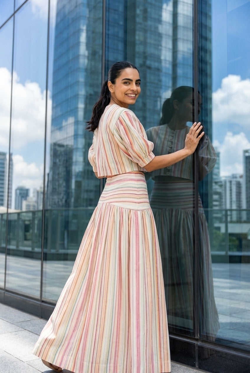 Coastal Heiress Striped Linen Co-Ord Set