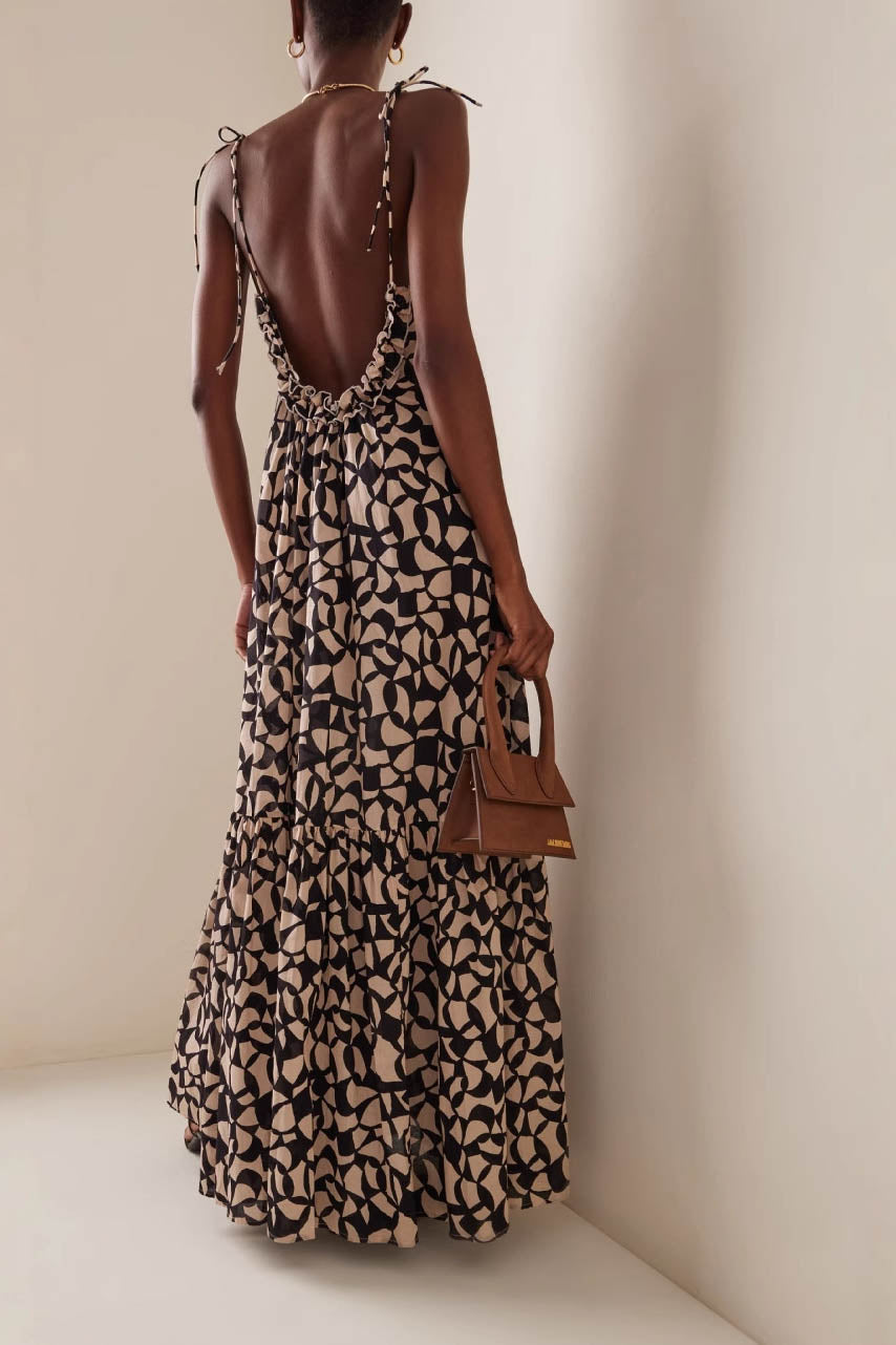 Monochrome Reverie-Midi Dress-ROVOLE