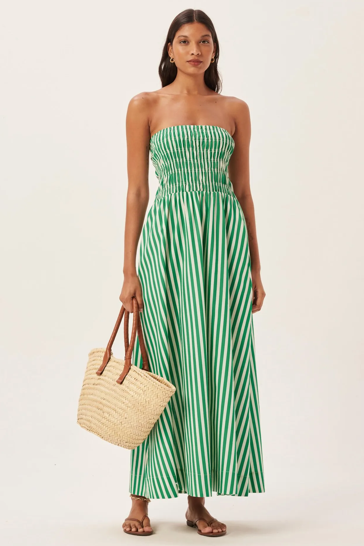 Maud Smocked Stripe Tube Maxi Dress-ROVOLE