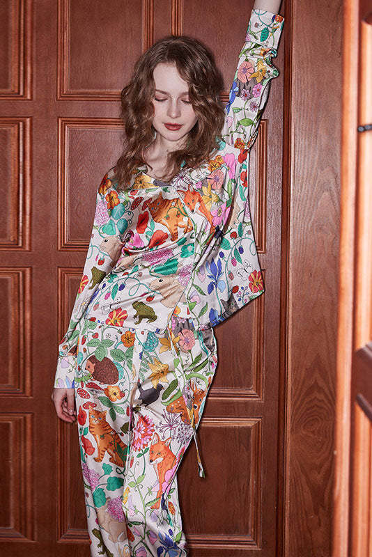 White Forest Garden Pajama Set-ROVOLE