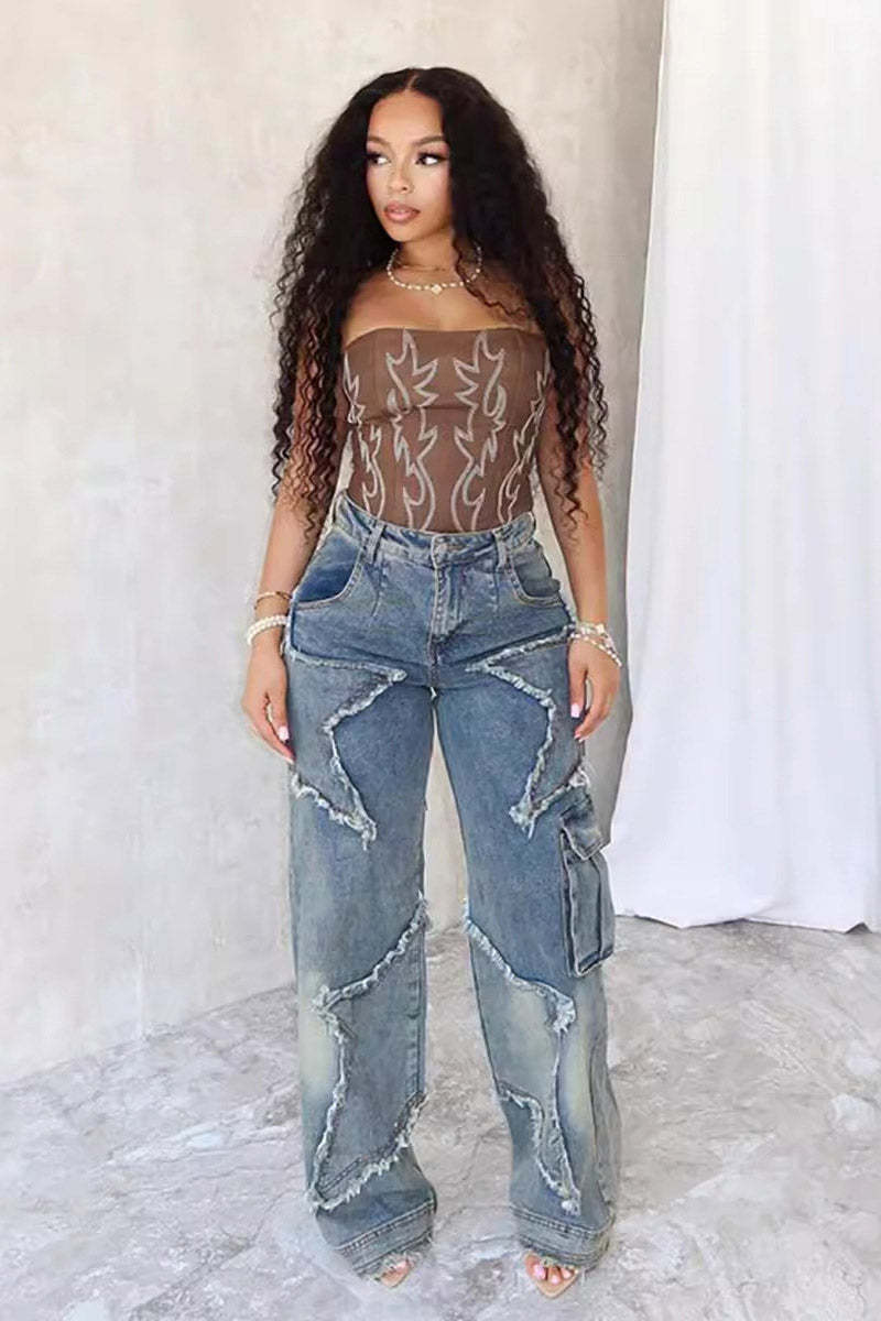Star Tassel Fringe Wide-Leg Pants-ROVOLE