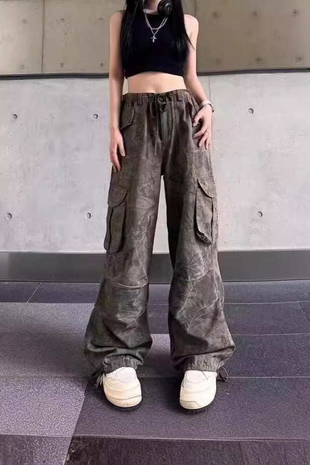 Slimming Camouflage Cargo Denim Pants-ROVOLE