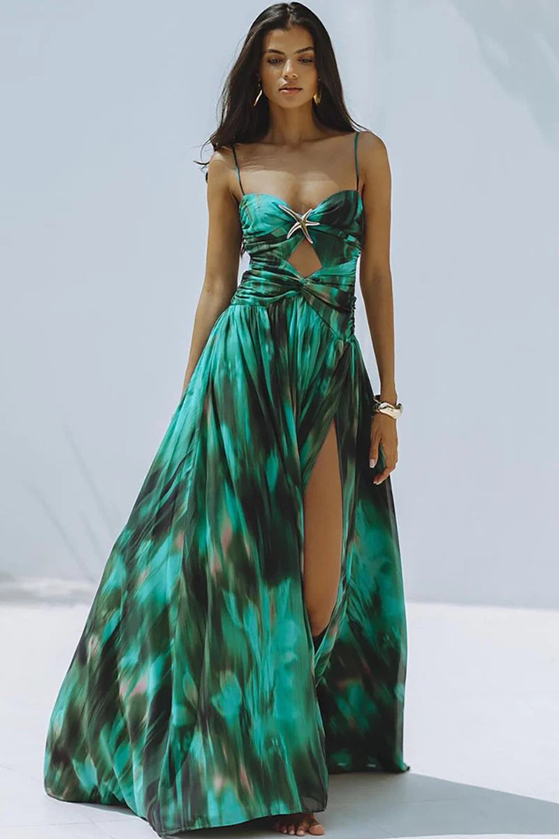 Ink Green Cutout Swimsuit Set-ROVOLE