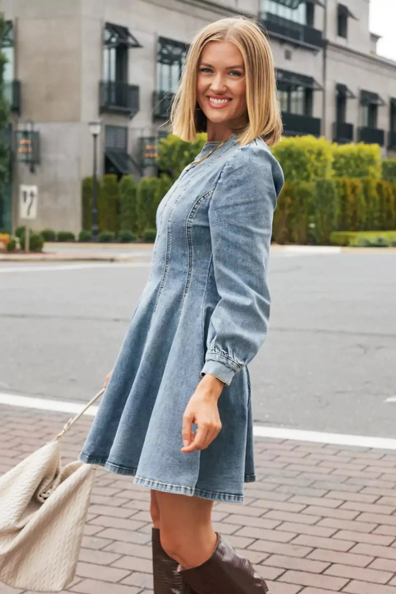 Denim Darling Mini Dress-ROVOLE