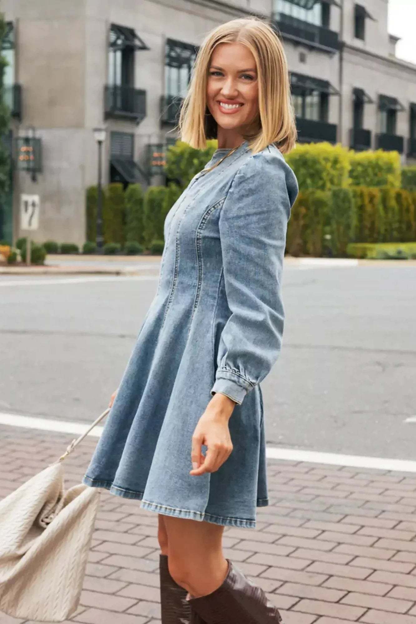 Denim Darling Mini Dress-ROVOLE