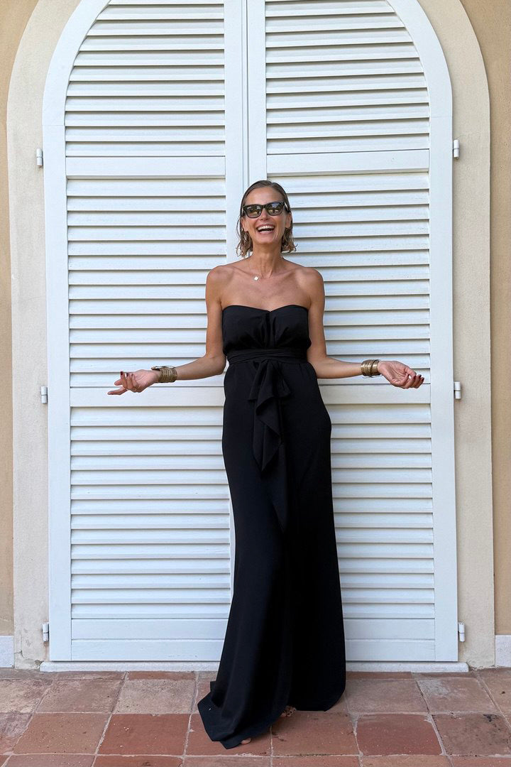 Flowing Asymmetric Caftan With Belt-ROVOLE