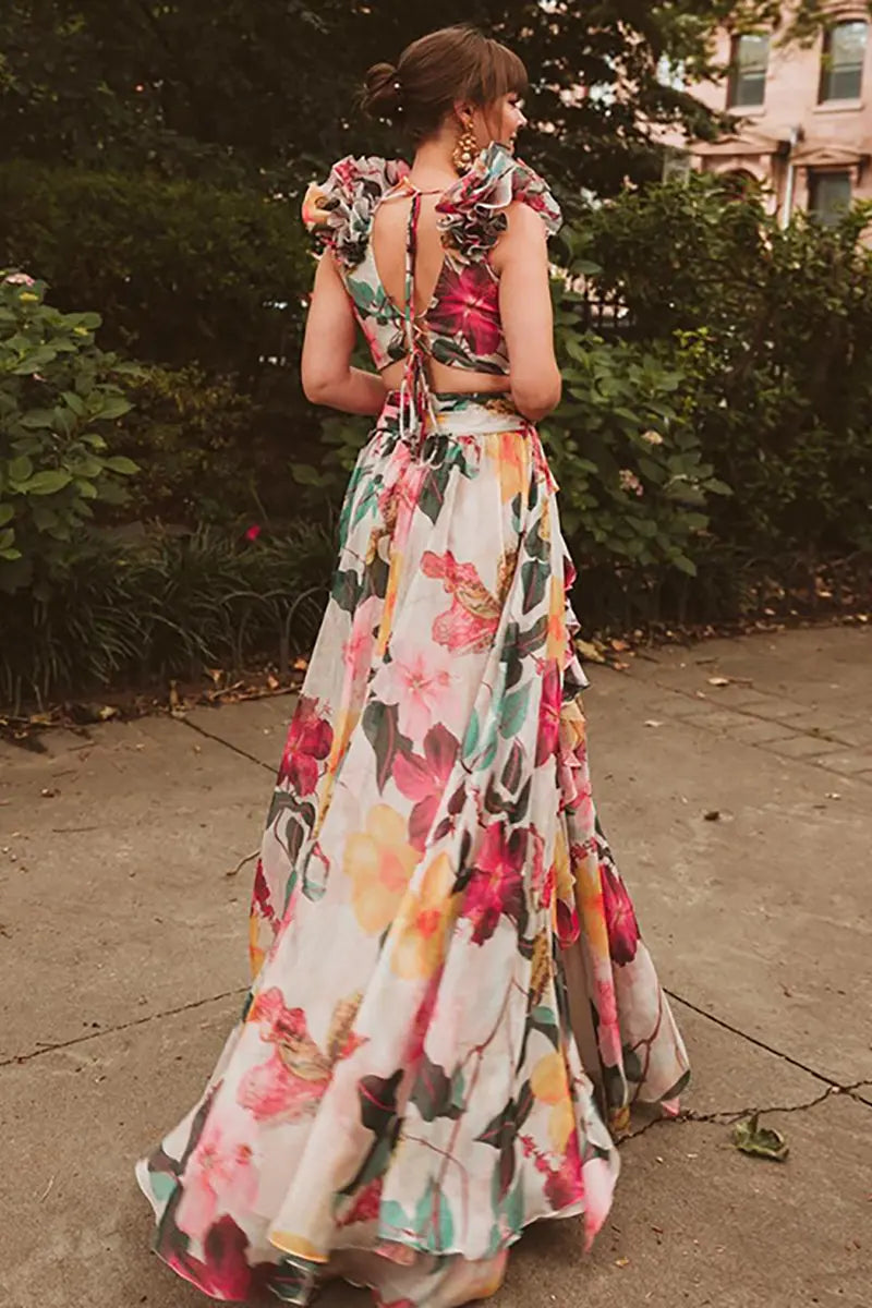 3D Floral Cutout Swimsuit One Piece Set-ROVOLE