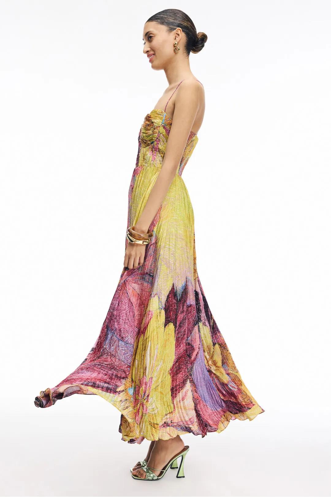 Kiara Multicolored Ikat Print Maxi Dress-ROVOLE