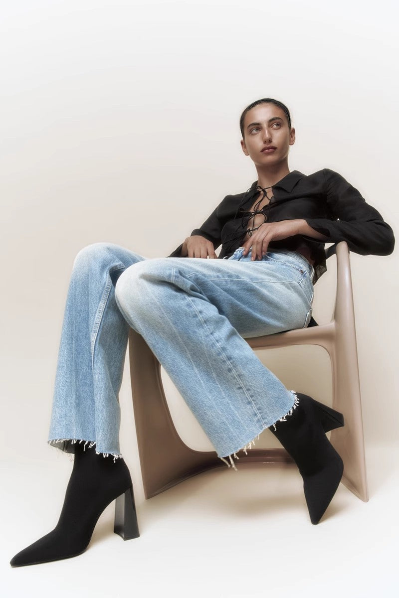 Vintage Elastic Socks Ankle Boots-ROVOLE