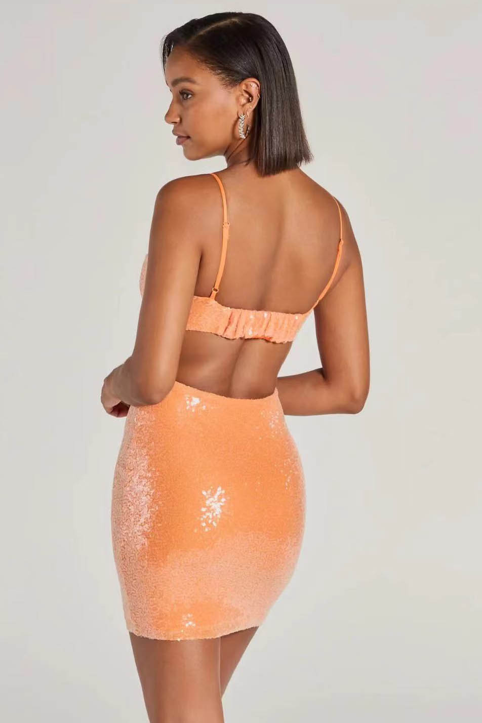 Unique Backless Spaghetti Strap Mini Dress-ROVOLE