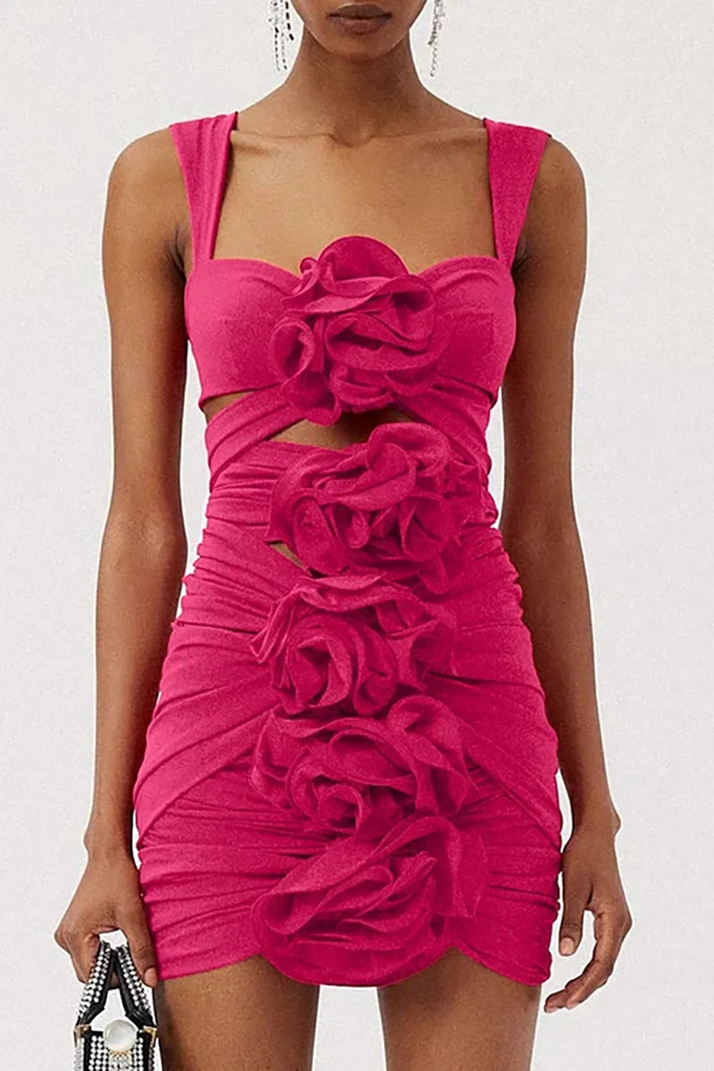 3D Floral Cutout Strappy Swimsuit Set-ROVOLE