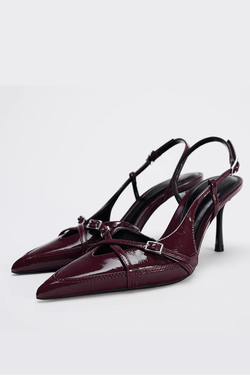 British Style Side Sling High Heels-ROVOLE
